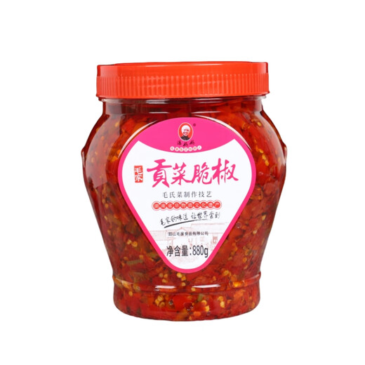 汤妈妈毛家食品汤妈妈贡菜脆椒香辣椒酱剁椒酱湖南特产红辣椒下饭菜450g 毛家食品贡菜脆椒880G（1罐）