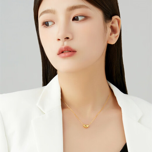 Taijufu acacia bean gold necklace women's pure gold 999 clavicle chain 5g craft gold bean transfer bead pendant new jewelry pure gold acacia bean (thin version about 0.1 g) single pendant