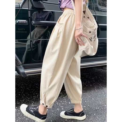 Fhhuabd Fette Schwester große Eis Silk-Sporthose für Frauen Sommer dünn zerschmettert lässige Harun kleine Füße Füße, die neun-knusprige Bloomer bedecken 702# schwarz (High-End-gute Qualität) 4xl Empfohlen 195-225jin [Jin gleich 0,5 kg]