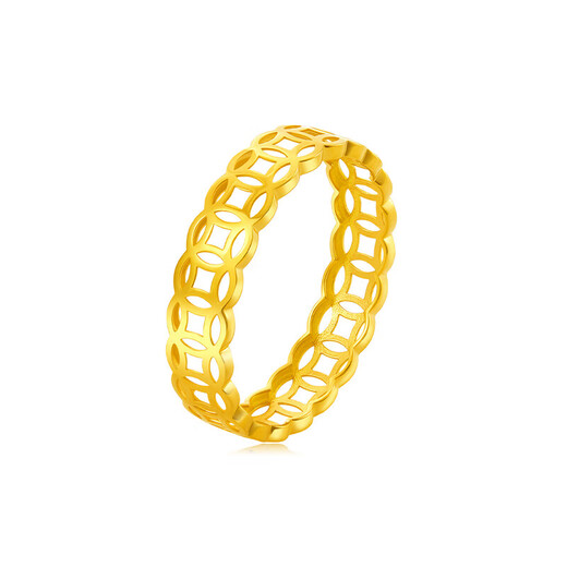 CHINA GOLD 18k gold coin solid ring copper coin gold coin wide ring ring birthday gift for women 17 circle size about 1g