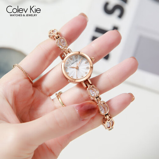 Colevkie watch official 2024 new watch for women students and women niche light luxury women's watch 9215 rose shell white diamond + gift box set + bracelet + cast