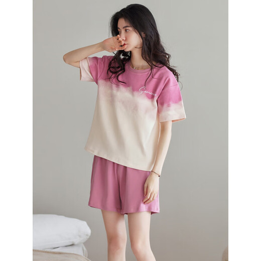 Condomi Luolis Pajamas para mujeres Pure Cotton Women Summer Shorts Shortved Shorts Student usa dos ropa para el hogar X-YZT9857 Mujeres M 80-100Jin [Jin equivale a 0.5 kg]