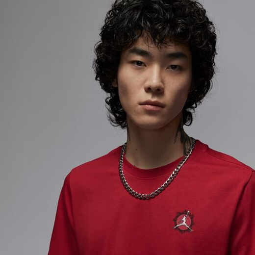 NIKEJordan耐克乔丹男子红色纯棉印花T恤夏季新款针织棉IB7529-687 2XL