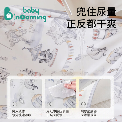 BABY INCOMING Baby Urine Separator Pad Large Size Waterproof Washable Pure Cotton Class A Breathable Diaper Aunt Menstrual Multifunctional Care Pad [Panda Paradise]'0' Add 50x70cm