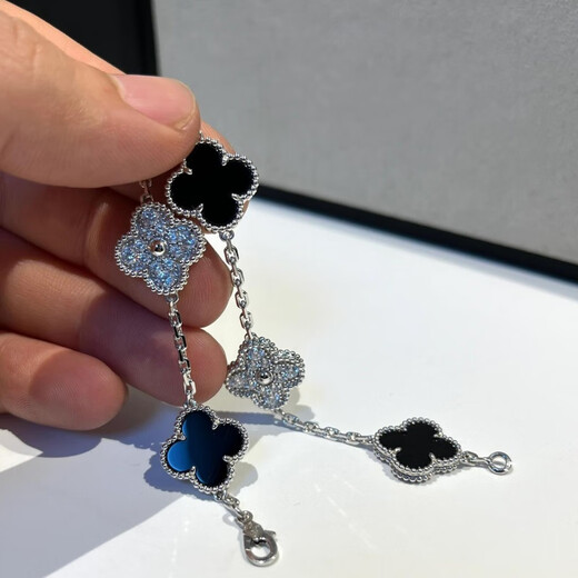 DL 1998 Fat Donglai same style 18K gold five-flower bracelet Hong Kong high-definition carnelian laser four-leaf clover for women 18K rose gold carnelian + rose gold