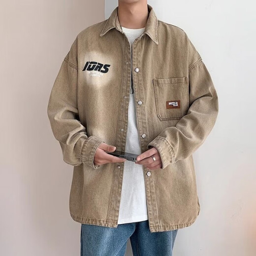 GTYUWVG牛仔外套男青少年2025春秋学生衬衫大童夹克男装长袖帅气衬衣秋装 9209牛仔外套(春秋款)-蓝色 长袖 M 适合80-100斤左右