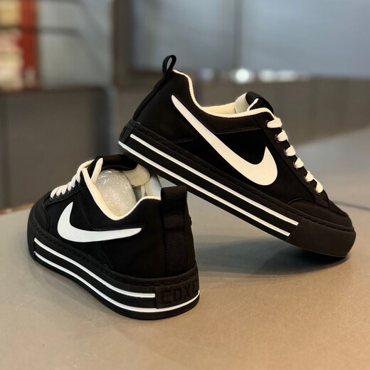 Hong Kong counter purchasing new trendy and versatile canvas shoes for men, breathable soft soles, comfortable sports and casual shoes, white and black 40 (one size larger, leather shoe size)