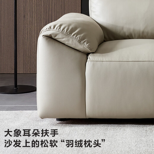 Quanyou Home Leather Art Sofa New Living Room First Layer Cowhide Modern Simple Functional Straight Row Elephant Ear Sofa