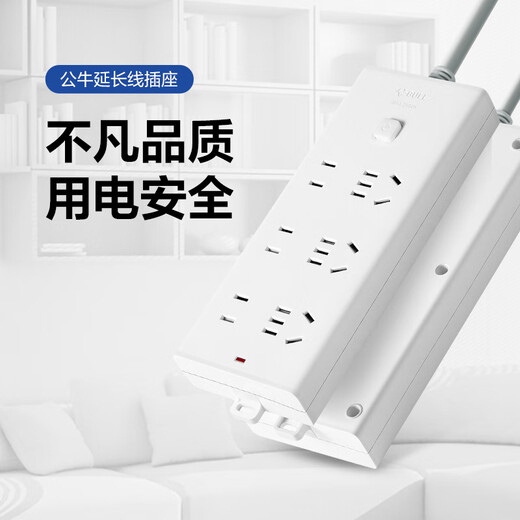 Bull (BULL) new national standard socket/wire board/plug/row plug/wire board/drag board 6-position general control switch, total length 1.8 meters [single piece]