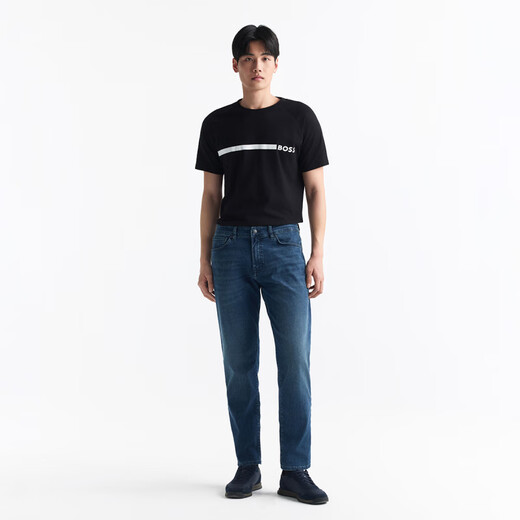 BOSS男士2025夏季新款Maine 蓝色柔软丹宁牛仔裤 417-深蓝色 XL （3532）