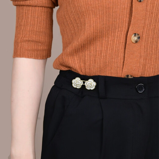 My dear 2025 new camellia waist-control tool for women's waistband seam-free button jeans waist size large change small adjustment buckle black camellia single pair