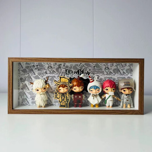Bubble Mart display box molly Ono blind box storage cabinet dustproof transparent display box diy free background walnut color hollow 5cm free background doll special glue