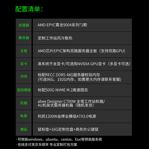 深图师AMD EPYC/9755/RTX5090深度学习AI渲染GPU服务器高性能计算有限元分析DeepSeek部署大模型电脑主机 双路9755 256核512线程 2.7G 96G/2T/RTX60