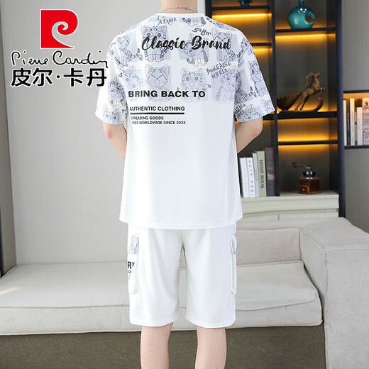 皮尔卡丹（pierre cardin）2025夏季新款短袖套装男中青年百搭短裤休闲运动两件套渐变色男装 6187蓝色 XL