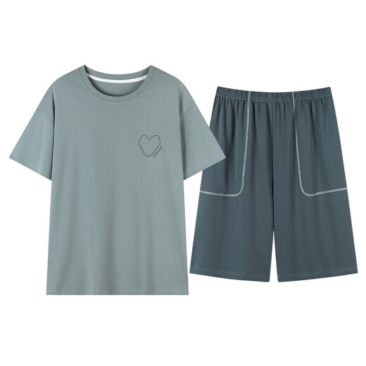 
Catman 100% pure cotton pajamas men's summer short-sleeved suit 5025 new cotton can be worn for boys' home clothes summer 702 L [110-135Jin [Jin equals 0.5 kg]]