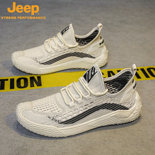 
Jeep (JEEP) men's shoes summer 2025 new thin mesh flying woven breathable and anti-odor mesh shoes for men's non-slip sports casual shoes 9893 gray 39