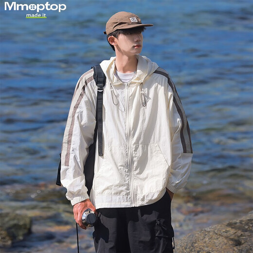 MMOPTOP ice silk UPF50+ sun protection clothing summer men's thin ice fishing clothing jacket MFS01 apricot L
