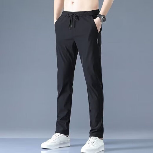 Pantalones casuales de primavera y verano para hombres ropa de trabajo directo y suelto de trabajo directo y delgada ropa de trabajo joven y suelta Q136 Dark Grey 3xl [sugerido 140-155 Jin [Jin iguala 0.5 kg]]]