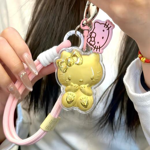 Gold Kt Cat Pendence Keychain Hellokitty Gat Phone Mobile Phone Bag Regalo para novia Mejor amigo Gold Kt Cat Colgante