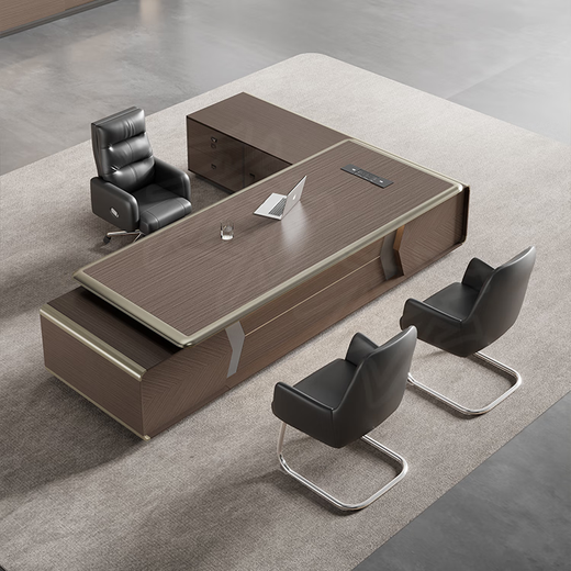 Yuzhu Light Luxury Boss Desk Office Desk and Chair Combination Executive Desk Supervisor Manager Office Table Single President Simple Modern 2.0 Meter Light Luxury Boss Desk