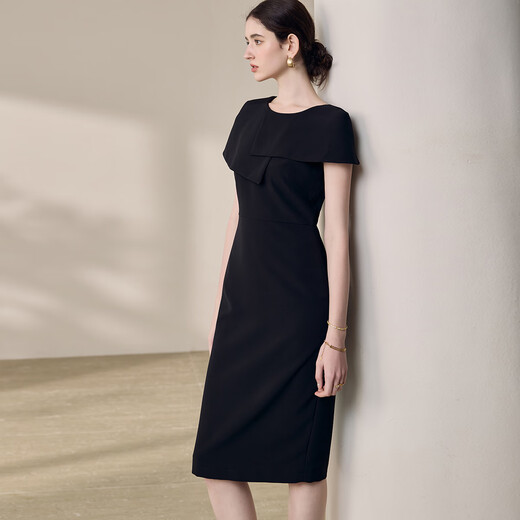 
ROEYSHOUSE ROYE Elegant Black Slim Dress Women's 2025 Summer New Niche Design Sense Hip Skirt 12003 Black M
