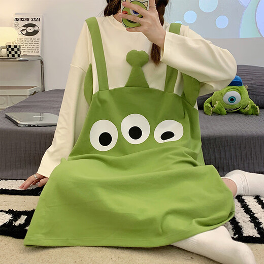 
Xianxiu Spring and Autumn New Sweet Large Size Over-Knee Long Sleeve Night Dress Home Clothing 16863 Cute Three-eyed Cute B 170 M (suitable for 80-100 Jin [Jin equals 0.5 kg])