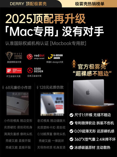 适用macbook保护壳macbookpro保护套14寸苹果16透明M4笔记本air13 【极雾透明】不沾指纹/真机质感 /德国原料 13.3 Pro 【A1278】
