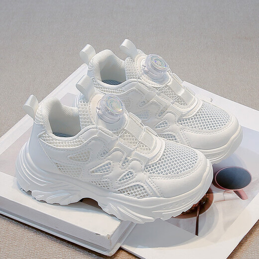 
Dr. Jiang's brand of children's white shoes for boys and girls' sports shoes 2025 new spring and summer mesh breathable white shoes running 9928 white single net <upgraded version> 35 inner length 21.6CM