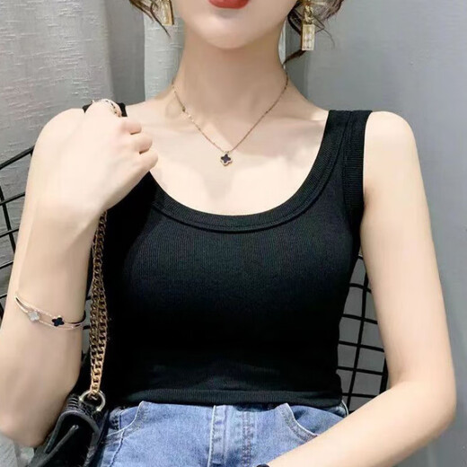 莫代尔2025新款美式修身显瘦棉运动吊带背心女2025夏季新款法式U领无袖 白色旗舰款 S _【75-95斤】
