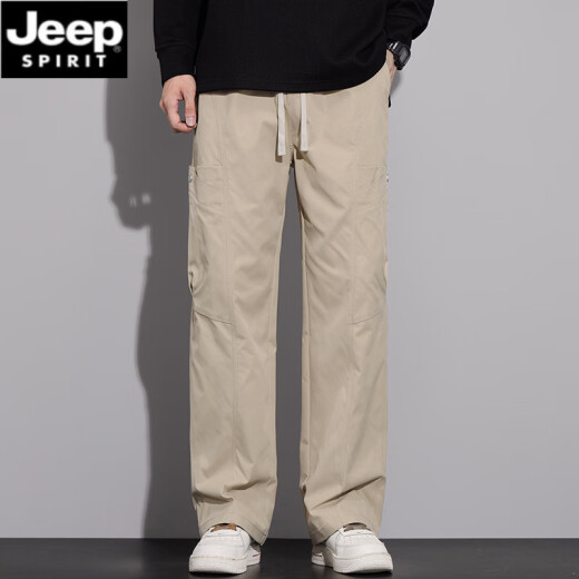 Jeep Spirit2025 Nuevos pantalones de trabajo para la marca de moda masculina suelta y cómoda escalada al aire libre y pantalones casuales estadounidenses rectos 9857 Tierra Color XL (140Jin [Jin equivale a 0.5 kg])