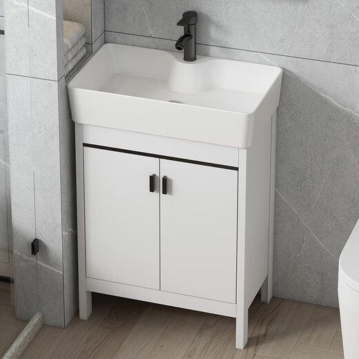 
DAFIFY small apartment wash basin cabinet combined floor-standing bathroom cabinet ceramic integrated basin bathroom wash basin wash basin sink pool white door mirror cabinet 4837cm