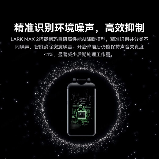 Mammoth LARK MAX 2 wireless lavalier microphone, professional monitoring radio, AI noise reduction, real-time internal recording, mammoth one-to-two radio