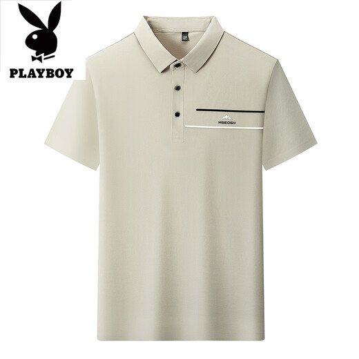 
Playboy 100% ice silk short-sleeved T-shirt for men's summer new markless and iron-free stamping business casual POLO shirt top XD/6627 green S 165 [Suggested 100-120Jin [Jin equals 0.5 kg]]