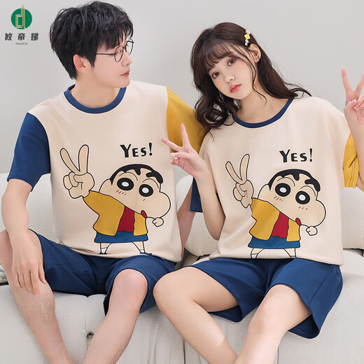 Youdidi 2025 Nouveau couple pyjamas Coton d'été Shorts à manches courtes pour femmes mignons dessin animées de grande taille de vêtements pour la maison