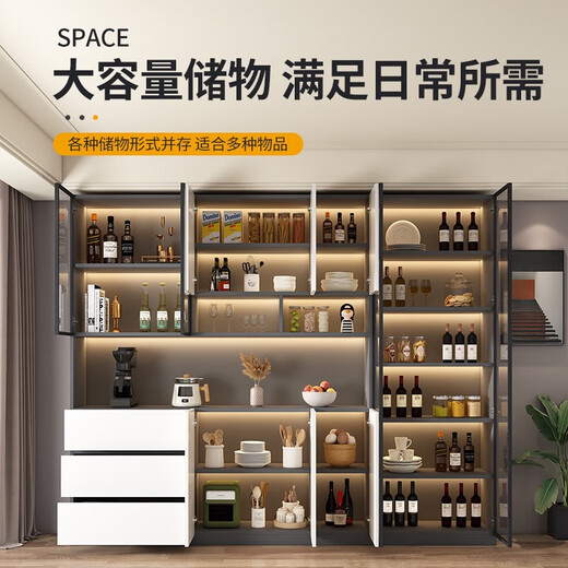 餐边柜高柜一体靠墙现代简约玻璃酒柜家用客厅茶水酒柜收纳储物柜 款式12240*40*220CM顺丰安装