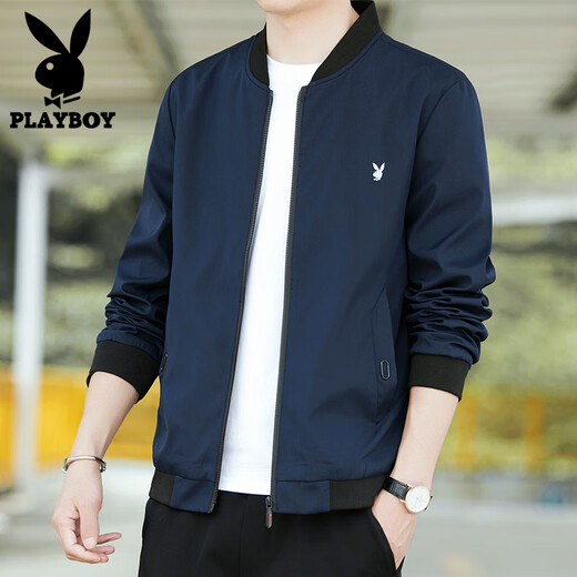
Playboy's new men's jacket spring and summer jacket men's casual slim body jacket thin breathable baseball uniform workwear trendy and versatile 2030 black (spring and autumn style) M 80-105Jin[Jin equals 0.5 kg]