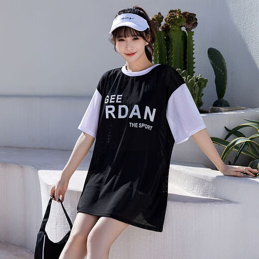 炙夏泳衣女保守分体新爆泳装泡温泉三套大码胖mm显瘦游泳衣 6625-黑色 2XL (120-135斤)