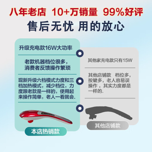 诺威娜电动按摩器小海豚按摩棒肩颈按摩仪锤腰部颈椎腰椎腿部按摩神器肩膀腹部震动老人脖子腿肌肉筋膜枪 充电无线加热款 诺威娜系列NWN-686