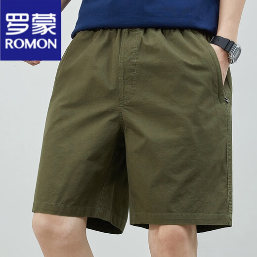 罗蒙（ROMON）纯棉短裤男夏季新款薄款中裤大码宽松休闲百搭宽松透气五分裤男 短裤9224深蓝 XL 建议135-150斤 100%纯棉