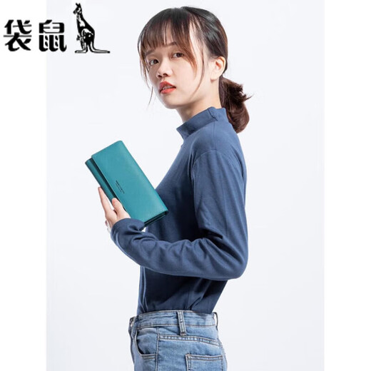 袋鼠卡包黄色钱包百搭2024新款女长款手拿包简约时尚皮夹女式纯色 黄色