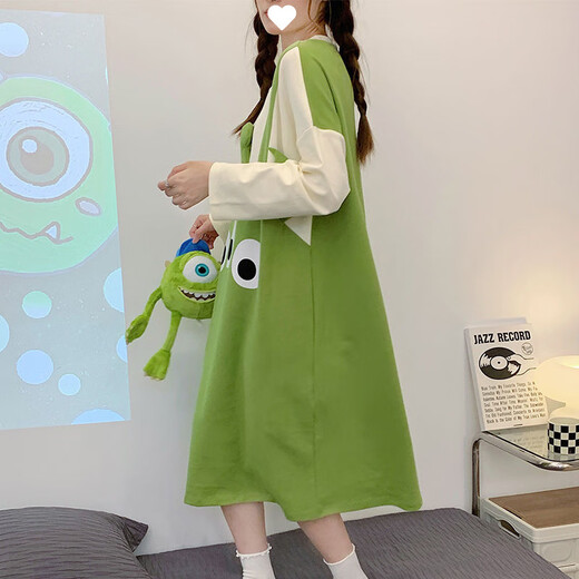 
Xianxiu Spring and Autumn New Sweet Large Size Over-Knee Long Sleeve Night Dress Home Clothing 16863 Cute Three-eyed Cute B 170 M (suitable for 80-100 Jin [Jin equals 0.5 kg])
