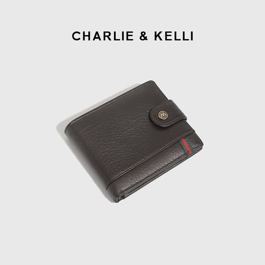 Charlie / Kelli Marke Light Luxury CK Wallet Herren Horizontaler kurzer Aufbewahrungskartentasche Münzbrieftasche Geburtstagsgeschenk für Freund Kaffee [Praktisches Geschenk für den chinesischen Valentinstag]