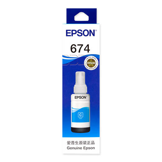 EPSON T674 Encre d'origine 6 Ensemble de couleurs adapté à L805 L1800 L850 L810 L801 Imprimante T6742 Cyan Encre (environ 5400 pages)