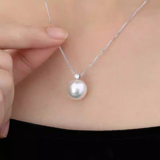Pearl Necklace Australian White Princess Pendant South Sea White Gold Diamond Plated 18K Elegant White Gold Chain 45cm Adjustable 10-10mm