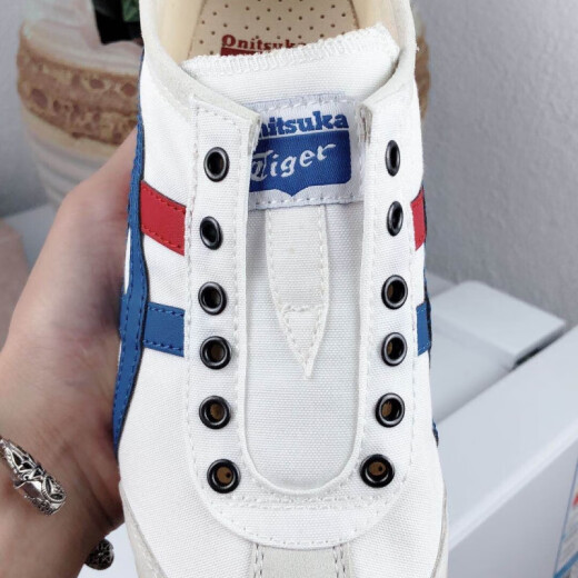 Zapatos de hombres de Putian Onitsuka, zapatos de tigre originales puros, zapatos perezosos, un pie, parejas, zapatos de lona clásicos, deportes casuales, azul de Baihu (puro de alta calidad original) 42