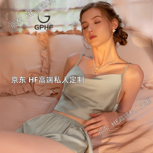 GPHF日系夏季性感睡裙女冰丝两件套装背心吊带短裤2025新款轻奢家居服 6630吊短套装-玫瑰红 M