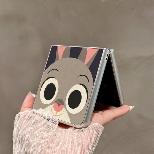 Suitable for Huawei Pocket2 mobile phone case P50pocket folding screen protective cover Silver cute rabbit anti-fall cover Silver oil edge simple cute rabbit 3884 Huawei P50 Pocket S