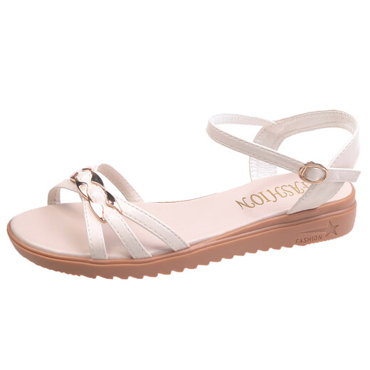 Belle Treppen Sandalen für Frauen 2025 Sommer Fairy Style Vielseitige Flachabsatzweiche Sohle komfortable Rindfleisch Sehne Sohle Student Frauen Sandalen Wenzhou Frauenschuhe - Blue 983 20 Frauenschuhe, die nach langem Gehen nicht müde werden - 36 Standardcode