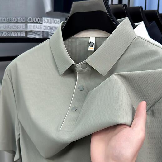 Gy Goldlion Sommer Traaceless kurzärmeliges Polo-Hemd für Herrengeschäft Casual Ice Seide atmungsaktiv einfach, vielseitigem Top Mzy/S15810 Rockgrau kurzärmelig Polo M 100-125jin [Jin gleich 0,5 kg]