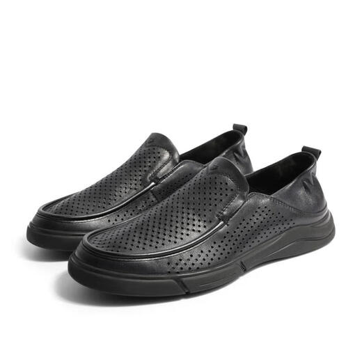 Senda Loafer men's shoes summer new style shopping mall same style one-legged bean shoes casual leather shoes 1BH01BM3 black 43